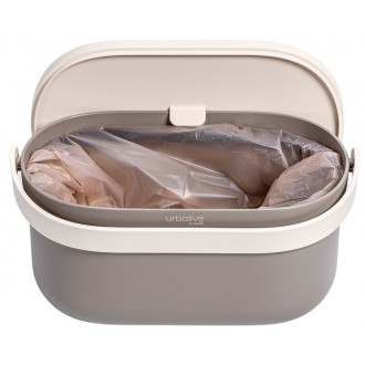 Nádoba na bioodpad UrbAlive s rámem a sáčky - taupe + slonová kost