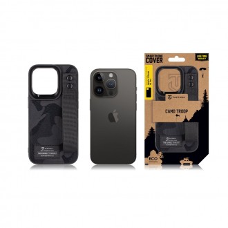 Tactical Camo Troop Drag Strap Kryt pro Apple iPhone 14 Pro Black