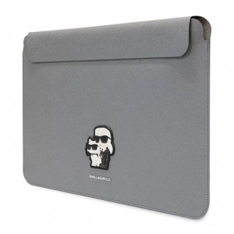 Karl Lagerfeld Saffiano Karl and Choupette Computer Sleeve 14" Silver