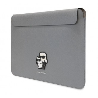 Karl Lagerfeld Saffiano Karl and Choupette Computer Sleeve 16" Silver