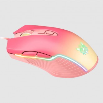 DeTech Herní myš Onikuma CW905, optická, 7D, RGB, růžová