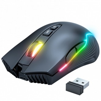 DeTech Herní myš Onikuma CW905, Wireless, RGB, 7D, černá