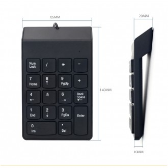 DeTech Drátová numerická klávesnice K2, USB, černá