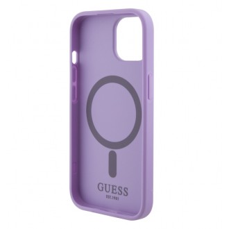 Guess PU Saffiano MagSafe Zadní Kryt pro iPhone 15 Nachový