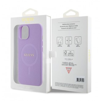 Guess PU Saffiano MagSafe Zadní Kryt pro iPhone 15 Nachový