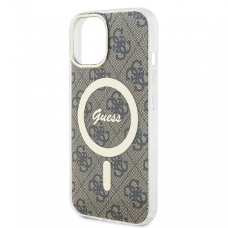 Guess IML 4G MagSafe Zadní Kryt pro iPhone 15 Hnědý
