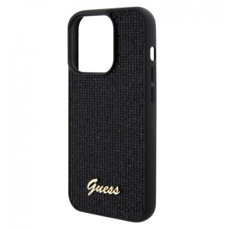Guess PU Square Mirror Script Logo Zadní Kryt pro iPhone 15 Pro Černý