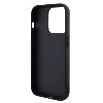 Guess PU Square Mirror Script Logo Zadní Kryt pro iPhone 15 Pro Černý
