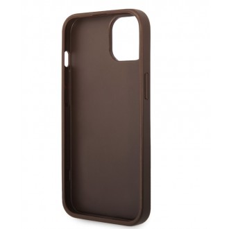 Guess PU 4G Metal Logo Zadní Kryt pro iPhone 15 Hnědý