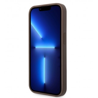 Guess PU 4G Metal Logo Zadní Kryt pro iPhone 15 Pro Hnědý
