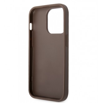 Guess PU 4G Metal Logo Zadní Kryt pro iPhone 15 Pro Hnědý
