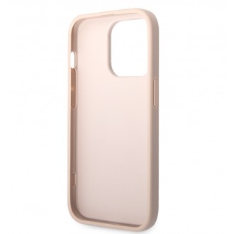 Guess PU 4G Metal Logo Zadní Kryt pro iPhone 15 Pro Růžový