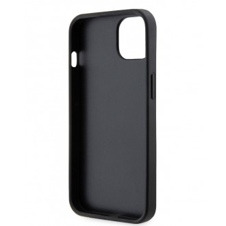 Guess PU 4G Strass Triangle Metal Logo Zadní Kryt pro iPhone 15 Černý