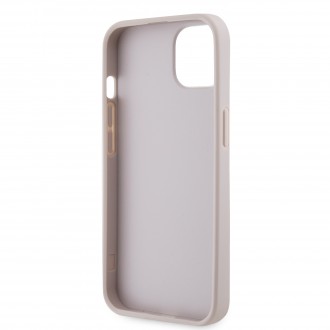 Guess PU 4G Strass Triangle Metal Logo Zadní Kryt pro iPhone 15 Růžový