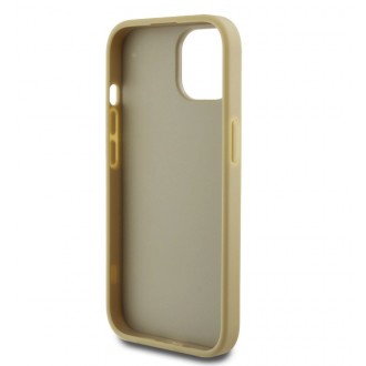 Guess PU Fixed Glitter 4G Metal Logo Zadní Kryt pro iPhone 15 Zlatý