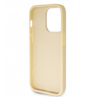 Guess PU Fixed Glitter 4G Metal Logo Zadní Kryt pro iPhone 15 Pro Max Zlatý