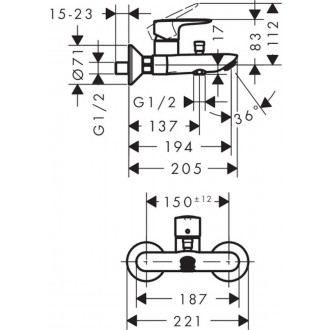 Vanová baterie Hansgrohe HG248 bez sprchového setu 150 mm chrom SIKOBHGMS222
