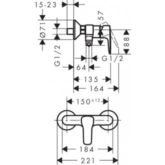 Sprchová baterie Hansgrohe HG248 bez sprchového setu 150 mm chrom SIKOBHGMS268