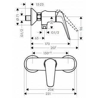 Sprchová baterie Hansgrohe HG288 bez sprchového setu 150 mm chrom SIKOBHGN268