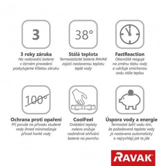 Sprchová baterie Ravak 10° Free black s termostatickou baterií černá X070160