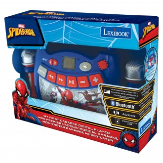 Reproduktor karaoke Spider-Man s mikrofony a osvětlením