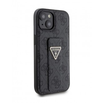 Guess PU Grip Stand 4G Strass Triangle Metal Logo Zadní Kryt pro iPhone 15