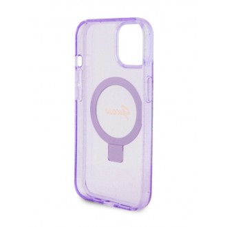 Guess IML Ring Stand Glitter MagSafe Zadní Kryt pro iPhone 15, fialová