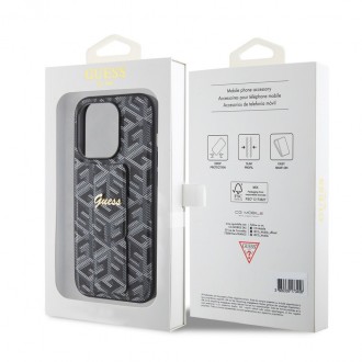Guess PU Grip Stand G Cube Zadní Kryt pro iPhone 15, hnědá