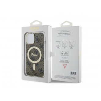 Guess IML 4G Printed Crossbody Zadní Kryt pro iPhone 15, hnědá