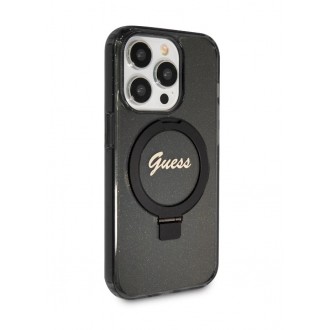 Guess IML Ring Stand Glitter MagSafe Zadní Kryt pro iPhone 15 Pro, hnědá