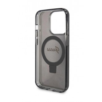 Guess IML Ring Stand Glitter MagSafe Zadní Kryt pro iPhone 15 Pro, hnědá