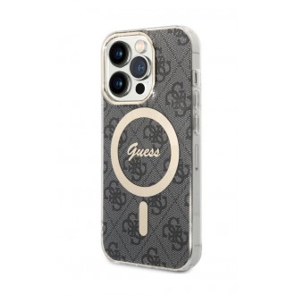 Guess IML 4G Printed Crossbody Zadní Kryt pro iPhone 15 Pro, hnědá