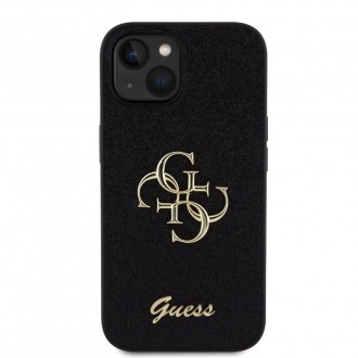 Guess PU Fixed Glitter 4G Metal Logo Zadní Kryt pro iPhone 13, hnědá