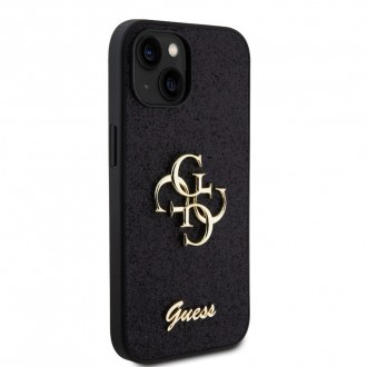 Guess PU Fixed Glitter 4G Metal Logo Zadní Kryt pro iPhone 13, hnědá