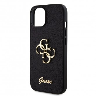 Guess PU Fixed Glitter 4G Metal Logo Zadní Kryt pro iPhone 13, hnědá