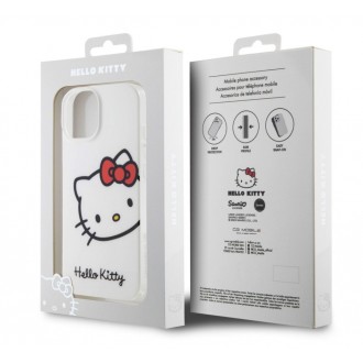 Hello Kitty IML Head Logo Zadní Kryt pro iPhone 15, bílá