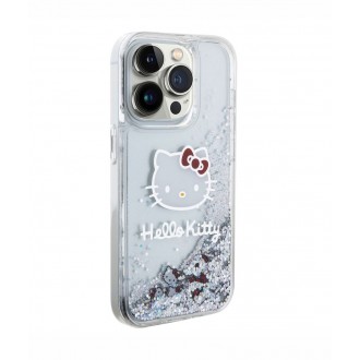 Hello Kitty Liquid Glitter Electroplating Head Logo Zadní Kryt pro iPhone 15 Pro, průhledná