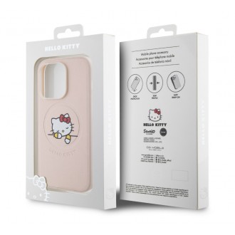 Hello Kitty PU Kitty Asleep Logo MagSafe Zadní Kryt pro iPhone 15 Pro, růžová