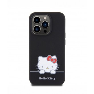 Hello Kitty Liquid Silicone Daydreaming Logo Zadní Kryt pro iPhone 15 Pro, černá
