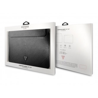 Guess Saffiano Triangle Metal Logo Computer Sleeve 13/14", černá
