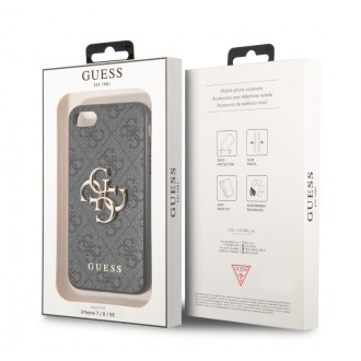 Guess PU 4G Metal Logo Zadní Kryt pro iPhone 7/8/SE2020/SE2022, šedá