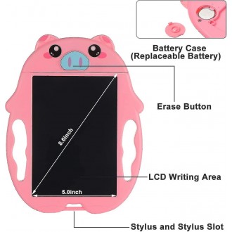 DeTech Dětská kreslící podložka - Kids LCD Drawing board K2, 9", - růžová