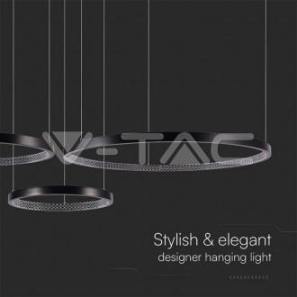 Designová závěsná LED lampa 57W 4000K Crystal černá VT-7824 Barevná teplota (К): Teplá bílá 3000K VT-7824