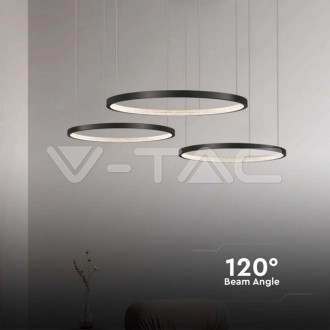 Designová závěsná LED lampa 57W 4000K Crystal černá VT-7824 Barevná teplota (К): Neutrální bílá 4000K VT-7824