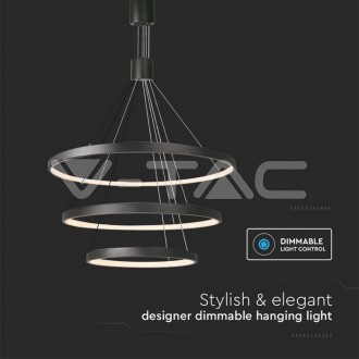 V-TAC LED svítidlo závěsné 46W 3000K VT-7924-B Černé tělo VT-7924-B