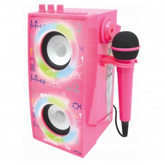 Přenosný reproduktor Barbie s mikrofonem a světelnými efekty