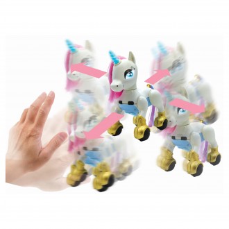Můj chytrý robotický Jednorožec, tanec, chůze, pohyby, dotykové senzory