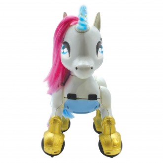 Můj chytrý robotický Jednorožec, tanec, chůze, pohyby, dotykové senzory