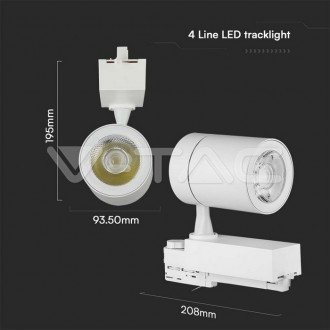 V-TAC Kolejnicové LED svítidlo 35W-bílé-3100Lm-VT-4536 Barevná teplota (К): Teplá bílá 3000K VT-4536