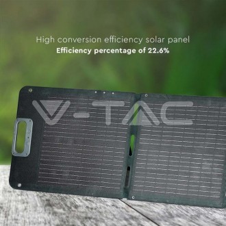 V-TAC přenosný skládací solární panel160W-9,08A-17,6V-čérný 11566
